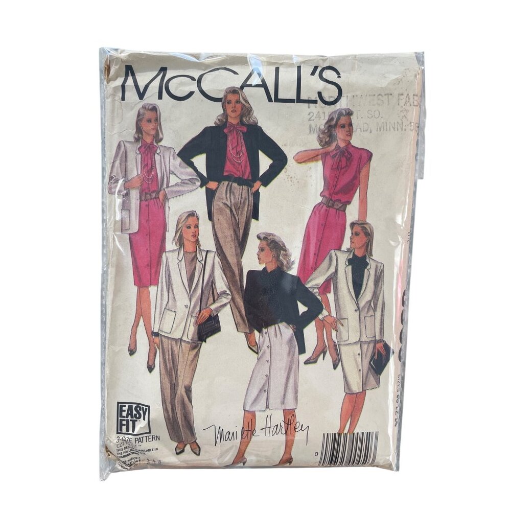 80s McCalls 8900 Misses Jacket Blouse Skirt & Pants Pattern Sizes 10-12-14 CUT